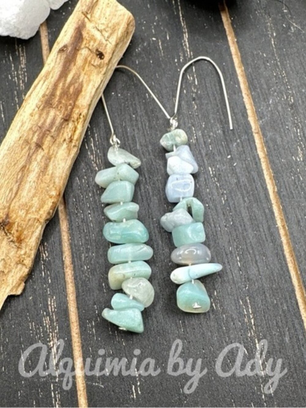 Aquamarine Boho long Earrings